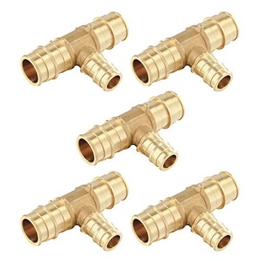 EFIELD 5Pack Pex A Full Flow Expansion Brass Fitting 34x 34x 12 Reducing Tee ONLY For PexA Tubing Connection ASTM F1960PEX19601205PCS