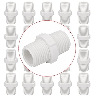 Lswteiz 20Pack 12 Inch PVC Nipple Coupling Adapter Connector Male x Male 12 PVC NPT Thread Pipe Fitting for Plumbing Home or Industrial Use Schedule 40