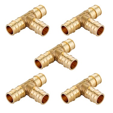 EFIELD Pack of 5 Pex A Expansion Full Flow Brass Fitting 12x 12x 12 Tee ONLY For PexA Tubing Connection ASTMF1960PEX19600415PCS