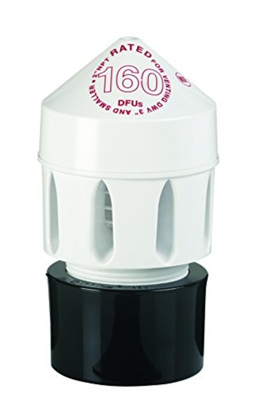 Oatey 39221 Air Admittance Valve with Straight ABS Schedule 40 Adapter SureVent 3 in x 3 in160 Branch 72 Stack DFU Capacity