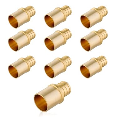 EFIELD Pack of 10 Barb Crimp Pex 12 x 12 Male Sweat Copper Adapter Inside Copper Tube Brass FittingPEX1807116