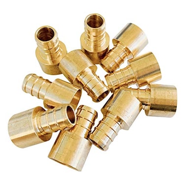 EFIELD 10 PCS Pex Barb Crimp Brass Fittings 34 x 34 Female Sweat Copper Adapter Over the Copper Tube ASTM F1807PEX1807129