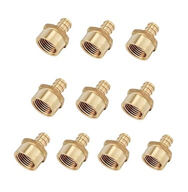 EFIELD 10Pack Barb Crimp Pex 34 x 34 Female NPT Thread Adapter Brass Fitting ASTM F1807PEX1807043