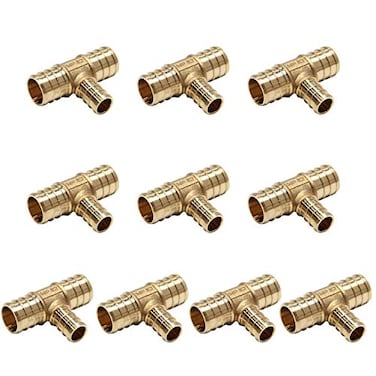 EFIELD Pack of 10 Efield 34 X 34 X 12 Pex Reducing Tee Brass Barb Crimp Fittings ASTM F1807PEX1807077