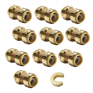 EFIELD Pack of 10 34 Inch Straight Coupling PushFit Fitting to Connect Pex Copper CPVC with a Disconnect ClipPF008