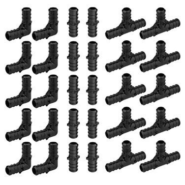 EFIELD Pack of 30 12 Poly PPSU Barb Crimp Pex Fittings Combo With Tees Elbows Couplings 10 PCS each 12 InchPPSU1807011
