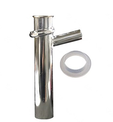 EZ-FLUID EZFluid Thick Heavy Duty 17GA Chrome Brass 112 X 8 Dishwasher Branch Tailpiece Slip Joint Direct Connect with 78 Dishwasher Drain Hose OutletBrass NutFlanged Sink Drainage PipePTrap