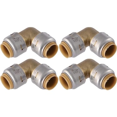 SharkBite Max 12 Inch 90 Degree Elbow Pack of 4 Push to Connect Brass Plumbing Fitting PEX Pipe Copper CPVC PERT HDPE UR248A4