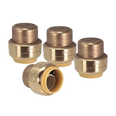 PROCURU 4Pack 12Inch PushFit End Cap PushtoConnect Brass Plumbing Fitting for Copper PEX CPVC PERT Pipes 8X30124P