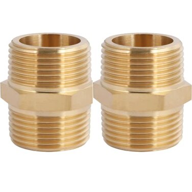 CX WONDERLAND 2PCS Brass Nipple Fitting 1 x 1 NPT Male Hex Adapter by