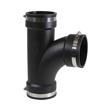 SUPPLYGIANT Supply Giant 6I7I Flexible Tee Coupling with Stainless Steel Clamps 35 Inner diameter for 3 Nominal Pipe Black