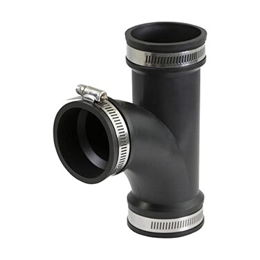 SUPPLYGIANT Supply Giant 6I79 Flexible Tee Coupling with Stainless Steel Clamps 24 Inner diameter for 2 Nominal Pipe Black