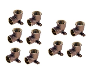 EZ-FLUID 10Pack EZFluid 34inch Nominal Copper Sweat X 34 Fip Threaded Drop Ear Elbow Fitting 34C by F LF Brass Shower Drop Ear 90 Degree Elbow with Sweat Socket and Female Threaded Plumbing Fittings