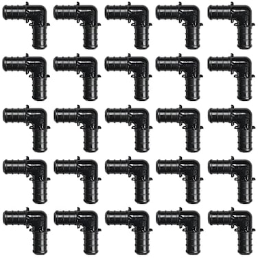 CAMNWAMN Pack of 25 12 Inch 90 Degree Elbow Poly PPSU Barb Crimp Pex Fitting No Lead Plastic Pex Fittings ASTM F2159 cUPC 12 Elbow 25pcs