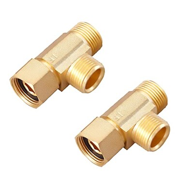 Litorange LeadFree Brass 38 Inch Angle Stop AddATee Compression Tee Valve 38 Inlet by 38 Outlet by 38 Inch Outlet 2Pack