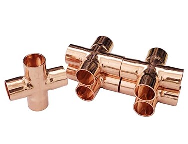 Auto-plaza 5 Pcs 15mm 4 Ways Cross Union Pipe Fitting for Plumbing Air Conditioning Refrigeration Central Heating Gas Pipework