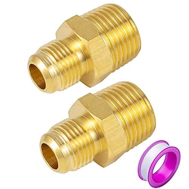 Breezliy 2 PCS Brass Tube Fitting Half Union Gas Adapter 38 Flare x 12 NPT Male Pipe Connector