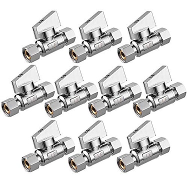 Minimprover 10 Pack Premium Chrome Brass 38 Comp FIP x 38 Inch Compression MIP Quarter Turn Water Straight Angle Stop Add on Valve