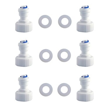 ESHIONG Hose Bib Quick Connect Adapter for Reverse Osmosis water filterNSF 34 Female Thread to 14 OD Push to Connect Plastic ro Fittings Pack 6