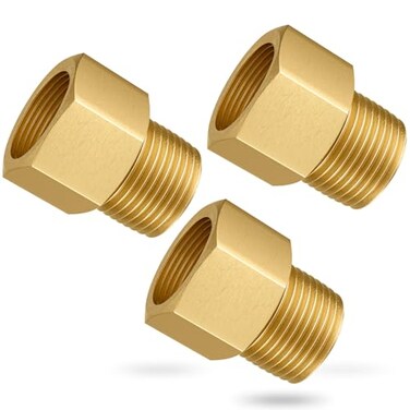 Gsinodrs 3PCS Brass Pipe Fitting 12 Female x 12 Male NPT Thread Brass Hex Adaptor 1200psi High Pressure