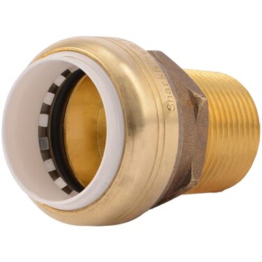 SharkBite 1 Inch PVC x 1 Inch MNPT Adapter Push to Connect Brass Plumbing Fitting PEX Pipe Copper CPVC PERT HDPE UIP140A