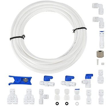 CGELE Refrigerator Water Line Kit Ice Maker Water Line Kit with 14 OD 394ft Water Line Reverse Osmosis Quick Connect Fittings Push To Connect Water Tube Fittings for Fridge Ice Maker
