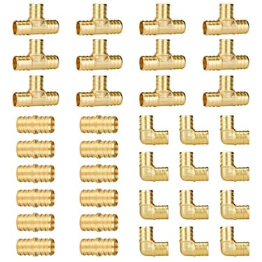 SUNGATOR 36Pack 34 PEX Fittings 12 Each Elbow Tee Coupling No Lead Brass Pex Fittings 34 Inch Assortment UPC NSF