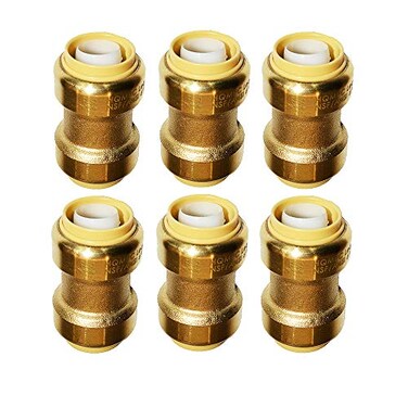 HQMPC Pex Fittings 34 inch Straight Coupling Push Fit PEX Fitting PushtoConnect Copper CPVC No Pb Brass Plumbing Fit 6PCS 34