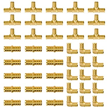 SUNGATOR 12 Pex Fittings 45 PCS 12 Inch Pex Fittings Set 15 Each Elbow Tee Coupling No Lead Brass ASTM F1807