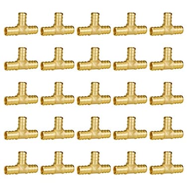 SUNGATOR Pex Fittings 12 Inch 25Pack 12 Pex Tee Fittings No Lead Brass NSF UPC
