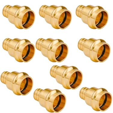 WHK 10 Pack Pro press Fittings 34 Inch 34 Press Pro press x 34 PEX Adapter Crimp Fittings Brass Coupling Connect from Cooper to Pex B PipeLeadFreecopper to pex adapter 34