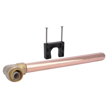 SharkBite 12 Inch 90 Degree Elbow with 8 Inch Copper Stub Out Push to Connect Brass Plumbing Fitting PEX Pipe Copper CPVC PERT HDPE U351LFA