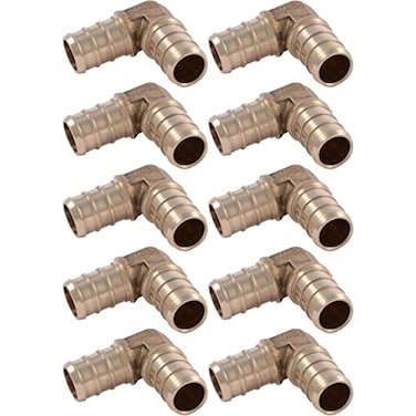 SharkBite 12 Inch Crimp 90 Degree Elbow Pack of 10 Brass Plumbing Fitting PEX Pipe PERT UC248LFA10