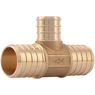 SharkBite 1 Inch x 1 Inch x 34 Inch Crimp Reducing Tee Brass Plumbing Fitting PEX Pipe PERT UC416LFA