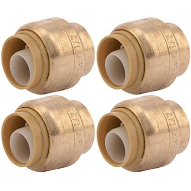 SharkBite 12 Inch Push Cap Pack of 4 Push to Connect Brass Plumbing Fitting PEX Pipe Copper CPVC PERT HDPE U514LFA4