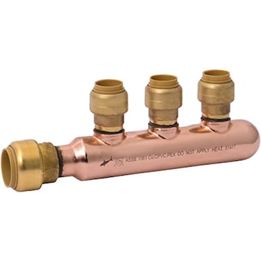 SharkBite 34 Inch x 12 Inch Outlet 3 Port Closed MultiPort Tee PushtoConnect Brass Plumbing Fittings PEX Copper CPVC 25553LF