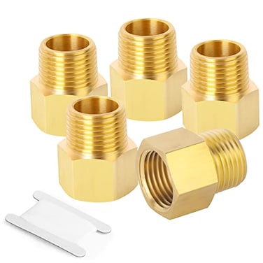 GASHER 5PCS Brass Pipe Fitting Reducer Adapter 12Inch Male Pipe x 12Inch Female Pipe