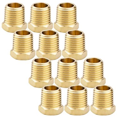 Besosay 12 Pack Besosay 14 Inch NPT Male Brass Pipe Plug Brass Outer Hex Thread Socket Pipe Fitting Plug