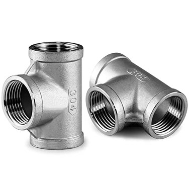 Beduan 12 Tee Female NPT T Shaped 3 Way Cast Pipe Fitting Stainless Steel 304 Pack of 2