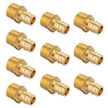 EFIELD 10Pack Pex A Full Flow Expansion 12x 12 Male NPT Adapter Brass Fitting ONLY For PexA Tubing Connection ASTM F1960PEX1960016