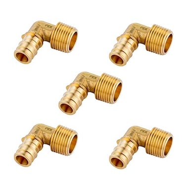 EFIELD Pack of 5 Pex A Full Flow Expansion Brass Fitting 12x 12 Male MNPT Elbow ASTM F1960PEX1960097