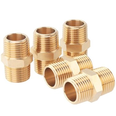 LTWFITTING Brass Pipe Hex Nipple Fitting 12 x 12 Inch Male Pipe NPT MNPT MPT Air Fuel WaterPack of 5
