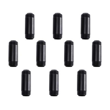 Home TZH 12 x 2 Black Painted Iron Pipe 10 Pack Black Paint Finish Threaded Metal Pipe Nipple for DIY ProjectFurnitureShelving Decoration 10 2