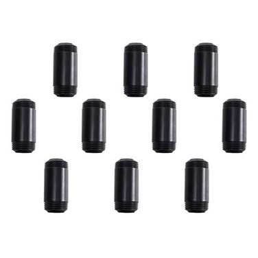 Home TZH 34 x 2 Black Painted Iron Pipe 10 Pack Threaded Black Paint Finish Metal Pipe Nipple for DIY ProjectFurnitureShelving Decoration10 2
