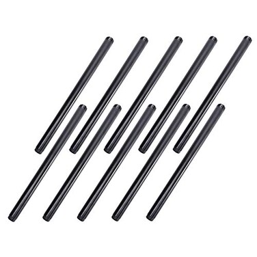 Home TZH 34 x 16 Black Painted Iron Pipe 10 Pack Threaded Black Paint Finish Metal Pipe Nipple for DIY ProjectFurnitureShelving Decoration10 16