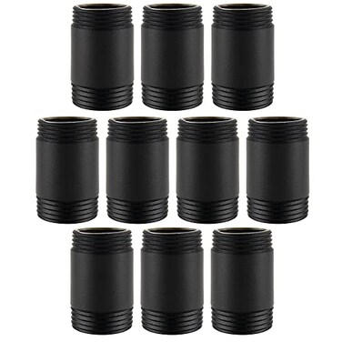 Home Expert 1 x 2 Black Painted Industrial Pipe 10 Pack Threaded Malleable Cast Iron Pipe Fitting for Industrial Vintage DIY Project