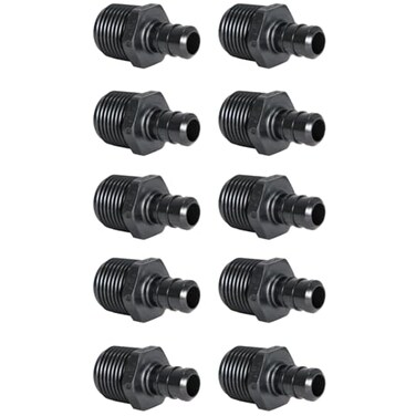 XFITTING 10 Pieces 12 Pex x 12 Male NPT Adapter Poly Alloy Pex Male Plastic Male Crimp Black 10 Packs