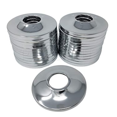 PROCURU 12Inch CTS 58 OD E1711 Escutcheon Wall Pipe Cover ChromePlated Steel with SureGrip New Work Installation for 12 Copper Pipe and 12 PEX Tubing 25Pack