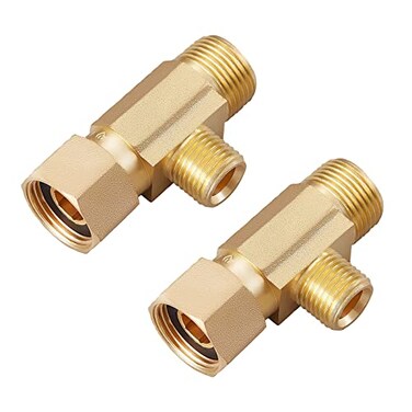Litorange Brass Angle Stop AddATee Valve 38 Compression Inlet by 38 14 OD Compression Outlets