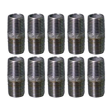 SUPPLYGIANT Supply Giant OQHM342010 Steel Nipple Pipe 34 x 2 Galvanized Pack Of 10 34 x 2